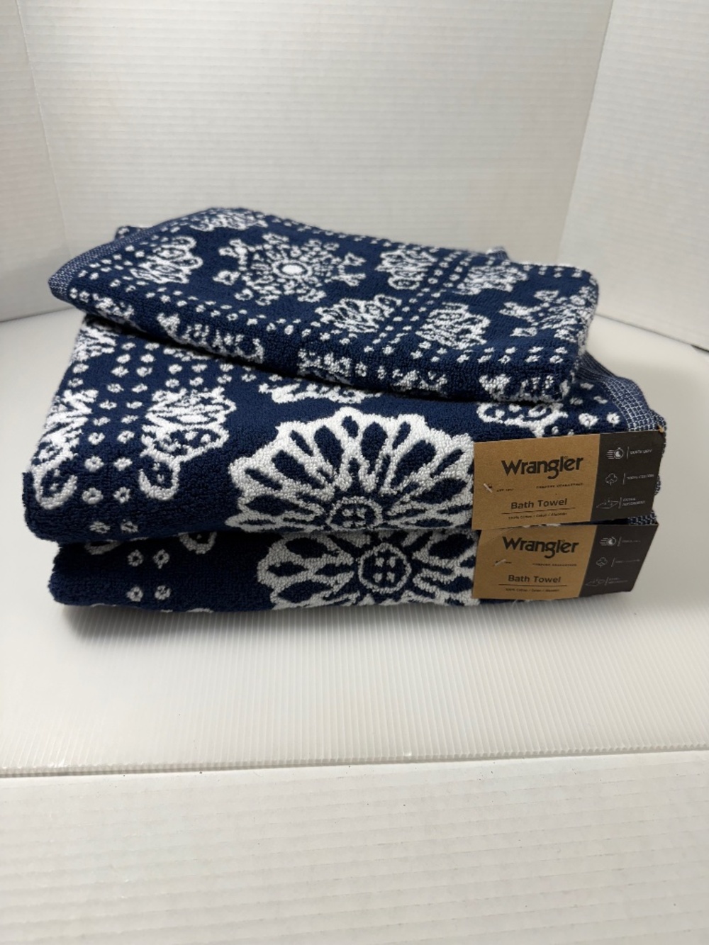 Wrangler 2‎ Bath Towels And Hand Towel Set, NWT Blue Bandana Country Western